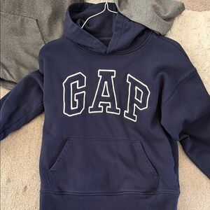 GAP Youth Dark Navy Pullover Hoodie with White Lettering
